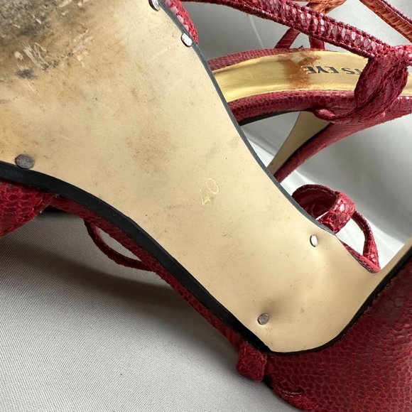 Cats Eye Women's Red Leather Strappy Heels Size EU 40 US 9 - Picture 6 of 6